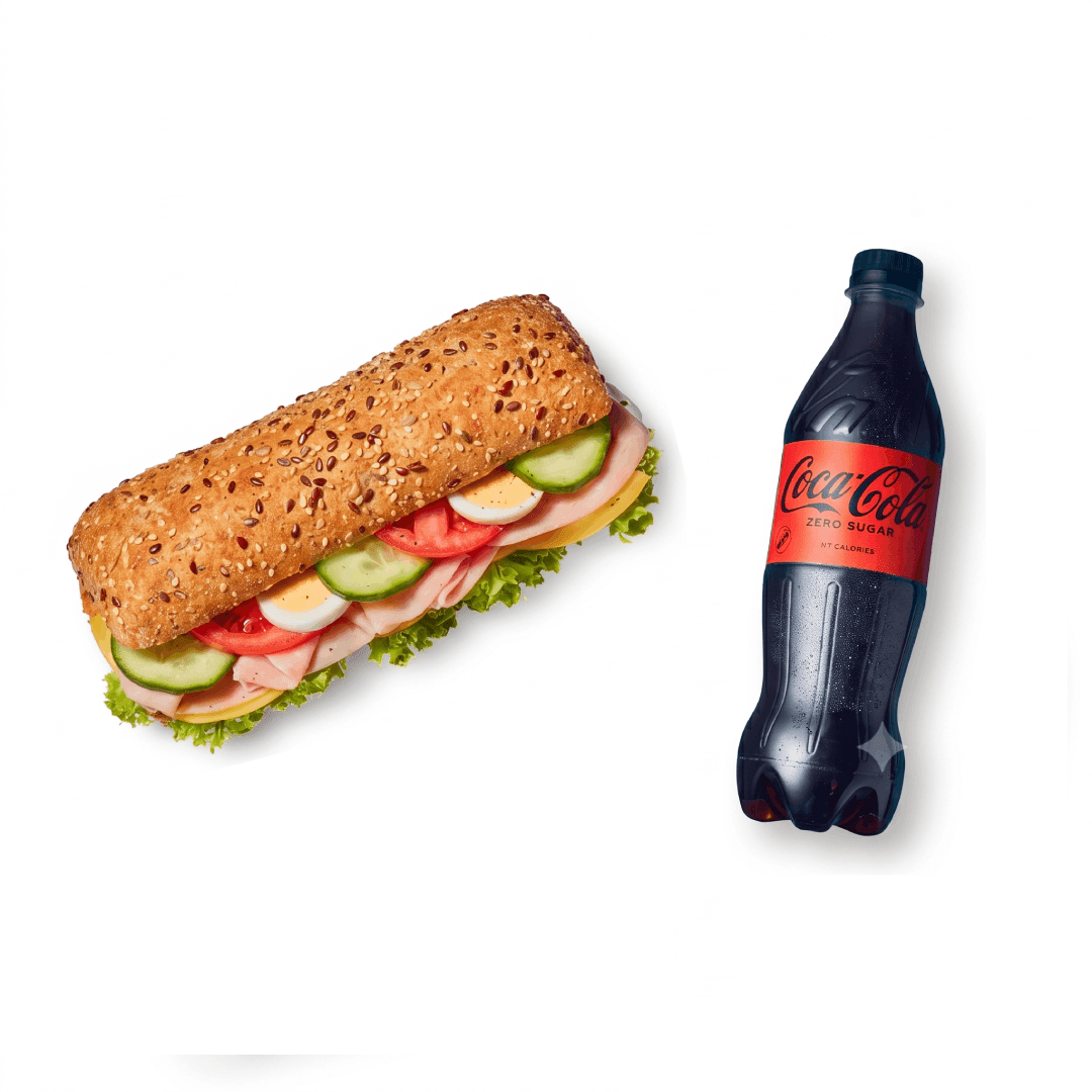 Vers belegd broodje met drankje