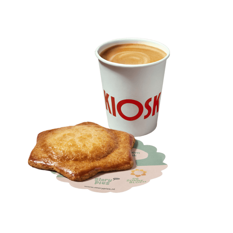 Gevulde koek met warme drank